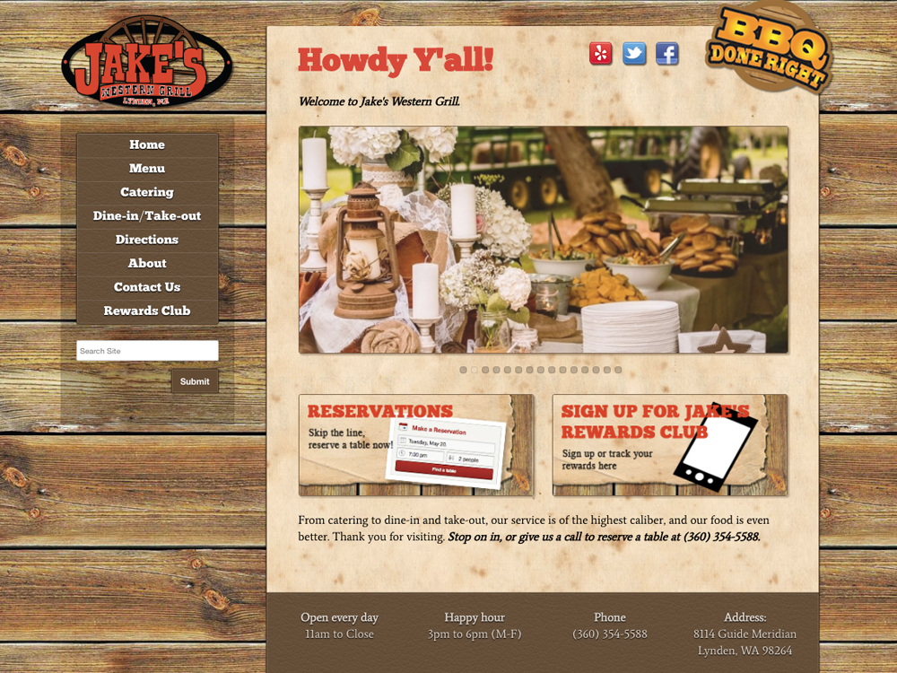 Jakes western grill website development