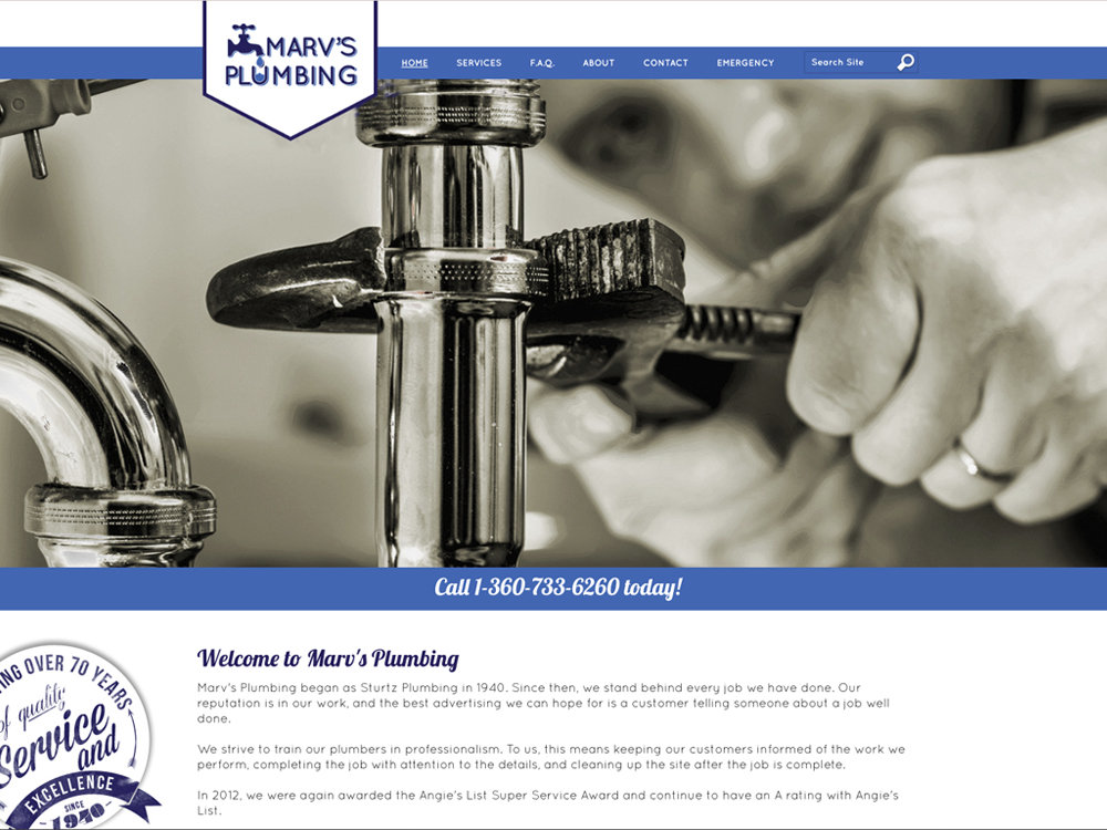 Marvs Plumbing web design