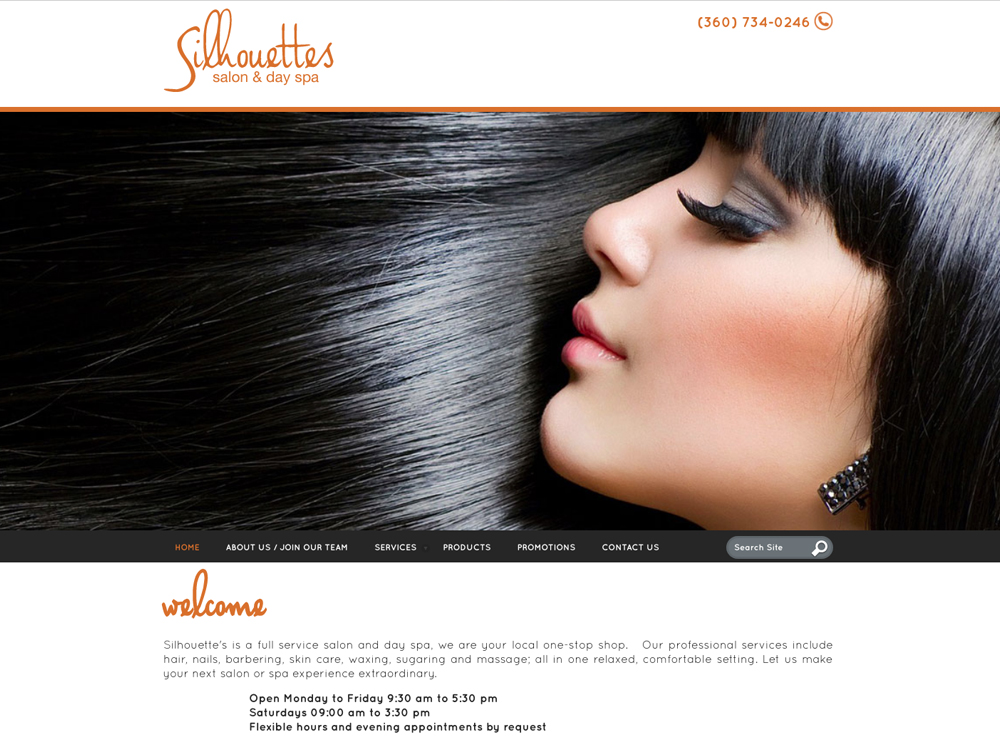 Silhouettes Salon and Spa web development